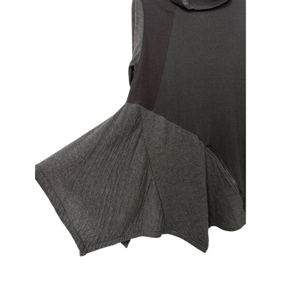Alembika Asymmetric Tunic Top Black Long Slv Mixed Fabric/Pattern Size 3|US 8-10 - Picture 6 of 14